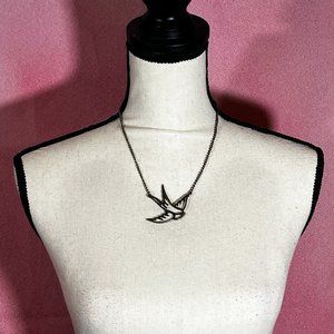 *SOLD* Silver Plated Sparrow Silhouette Cutout Necklace